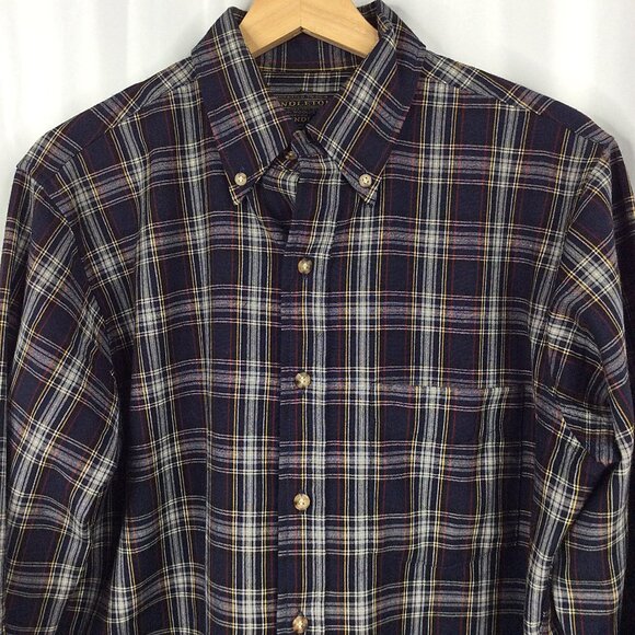 Pendleton Shirt Mens Size Medium Navy Blue Plaid Long Sleeve Button Down Wool - Picture 3 of 6